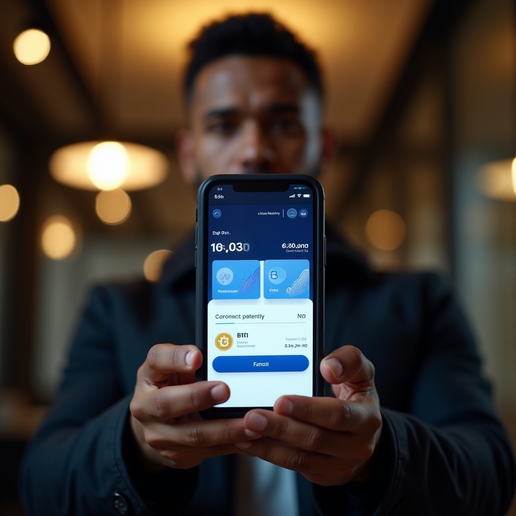 Mobile software wallet interface showing digital asset balance and transaction options